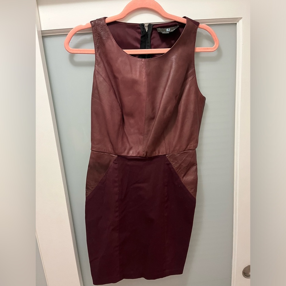 Sachin + Babi dress maroon leather dress